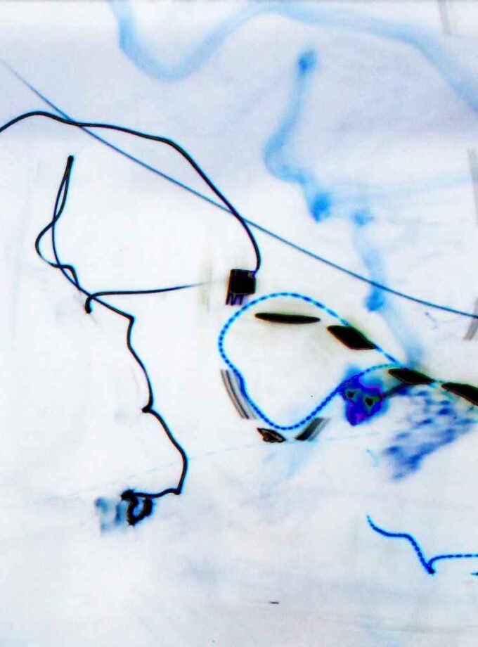 <img src=“natia vakhtangishvili abstract” alt=“abstract wires in white” title=“Abstract wires in white and blue”