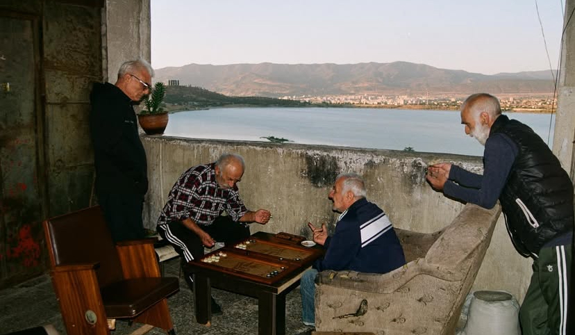 Residents of sanatorium Kartli playing backgammon