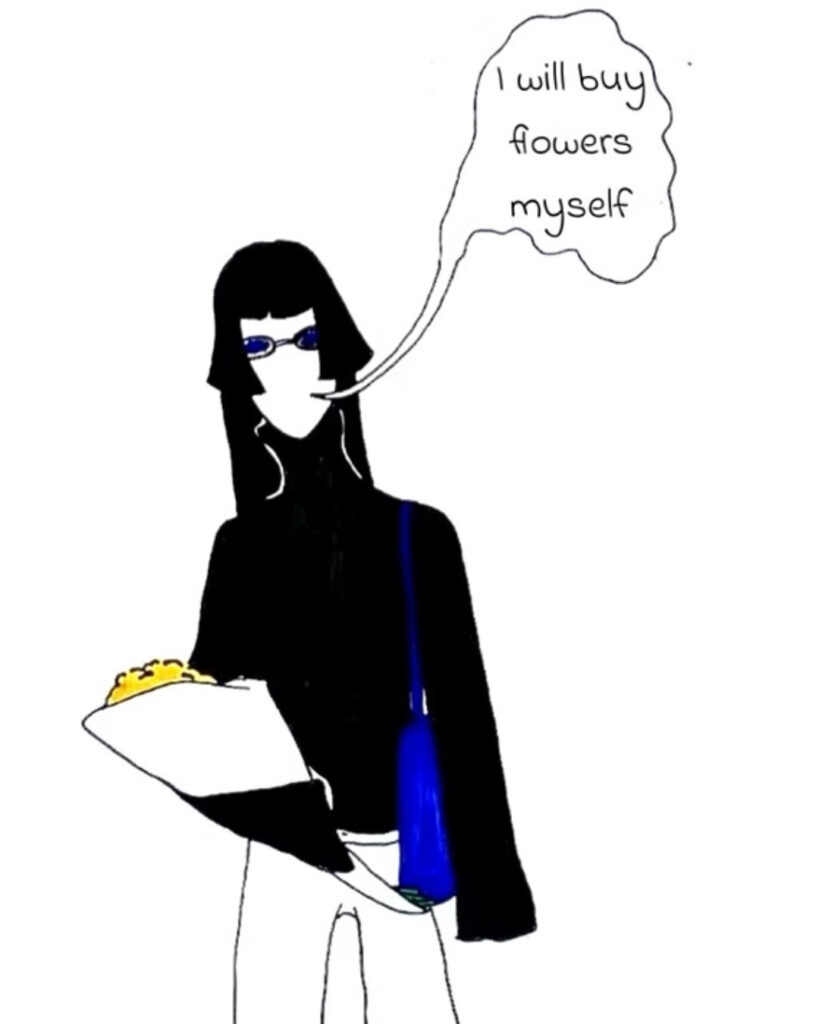 woman with flowers
